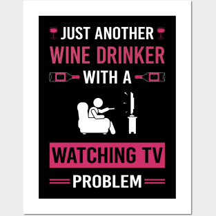 Wine Drinker Watching TV Posters and Art